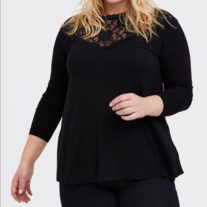 Torrid High Neck Lace Long Sleeve Top